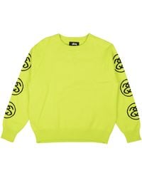 Stussy - Lime Cotton Ss-link Crewneck Sweater - Lyst