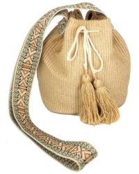 Fashnzfab - Solid Bucket Bag With Aztec Strap - Lyst