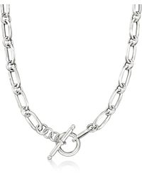 Ross-Simons - Italian Sterling Silver Paper Clip Link Toggle Necklace - Lyst