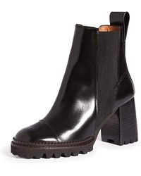 See By Chloé - Mallory Rubber Lug Sole Elastic Gores Leather Ankle Boots - Lyst