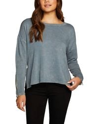 Chaser Brand - Slub French Terry Long Sleeve Open Neck Pullover - Lyst