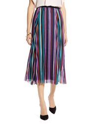 Halogen® - Striped Pleated Elastic Waist Midi Skirt Pleated Chiffon - Lyst