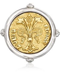 Ross-Simons Italian 2-tone Sterling Silver Replica Florin Coin Ring - Metallic