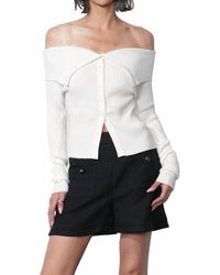 Greylin - Linnea Button Down Off Shoulder Sweater Top - Lyst