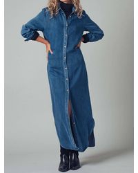 Urban Daizy - Relaxed Western Denim Midi Shirt Dress - Lyst