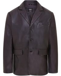 Infinity Leather - 3 Button Italian Leather Blazer Jacket - Lyst