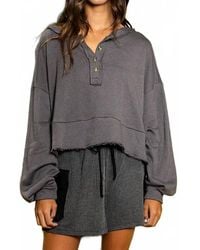 Bucketlist - Lantern Sleeve Button-Up Crop Top - Lyst