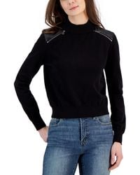 DKNY - Faux Trim Crewneck Pullover Sweater - Lyst