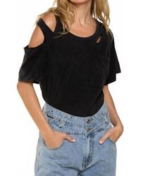 Pol - Distressed Short Sleeve Cotton Top - Lyst