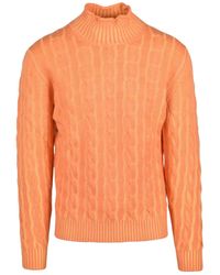 Kangra - Cable Knit Sweater With Distinctive Volcano Collar - Lyst