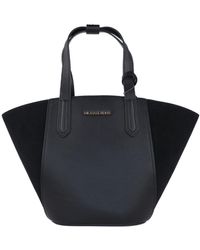 Michael Kors - Portia Small Pebbled Leather Suede Tote Handbag (black) - Lyst