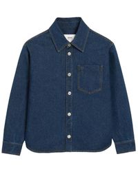 Ami Paris - Cotton Jacket With Embroidered Logo And Topstitching Details - Lyst