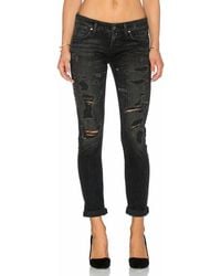 Agolde - Chloe Low Rise Slim Denim Distressed Jean - Lyst