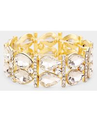 Fashnzfab - Crystal Teardrop Rhinestone Pave Stretch Evening Bracelet Clear - Lyst