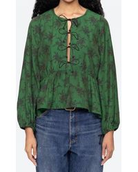 Sea - Joan Print Tie Front Top - Lyst