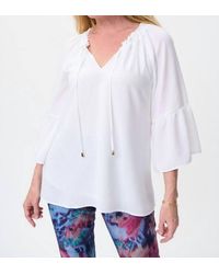 Joseph Ribkoff - Shirred V-Neck 3/4 Sleeve Top - Lyst