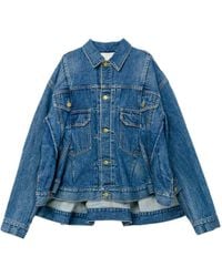 Sacai - Relaxed Fit Denim Jacket With Unique Split Detail - Lyst