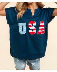 Haptics - Give Me Liberty Boxy Short Seeve V-Neck Tee - Lyst