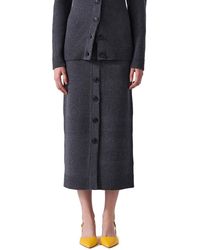 Carolina Herrera - Button Front Wool & Cashmere-Blend Midi Skirt - Lyst