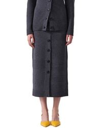 Carolina Herrera - Button Front Wool & Cashmere-Blend Midi Skirt - Lyst