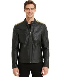 Infinity Leather - Classic Quilted Strip Leather Biker Jacket - Lyst