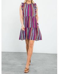 Thml - Stripe Print Ruffle Sleeve Dress - Lyst
