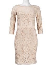 Sue Wong - Embroidered Swirl 3/4 Sleeve Sheath Dress - Lyst