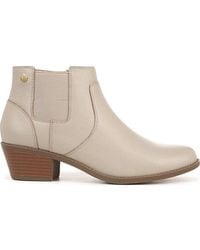 Vionic - Finn Boots Oatmeal Leather Block Heel Ankle Booties Gal2174 - Lyst