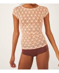Free People - Keep It Simple Lace Baby Tee - Lyst