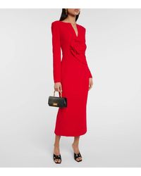 Roland Mouret - Floral Appliqué Wool Crepe Midi Dress - Lyst