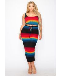 TRUEDAMES - Plus Sleeveless Tie Dye Stripe 2 Piece Skirt Set - Lyst