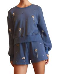 Main Strip - Jaydeen Rhinestone Embellished Sweatshirt Top & Short Set - Lyst