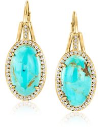 Ross-Simons - Turquoise And . White Topaz Drop Earrings - Lyst