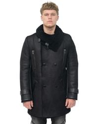 Infinity Leather - Double Breasted Sheepskin Reefer Coat-Candon - Lyst