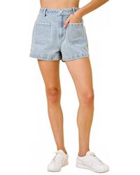 Day + Moon - Contrast Topstitch Patch Pocket Shorts - Lyst