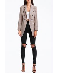 Belle & Bloom - Double-breasted Prince Of Wales Checked Woven Blazer - Lyst