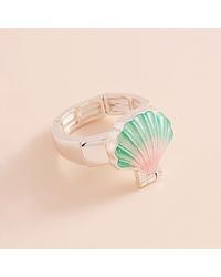 Fashnzfab - Enamel Seashell Locket Stretch Ring - Lyst