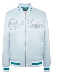 Philipp Plein - Satin Bomber Jacket Logo Strass - Lyst