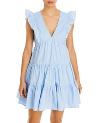 Aqua - V-neck Short Mini Dress - Lyst