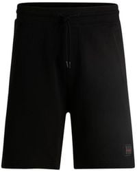 HUGO - Cotton-Terry Relaxed-Fit Shorts With Logo Trim - Lyst