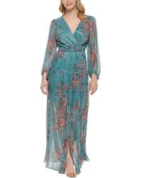 Eliza J - Crinkled Floral Evening Dress - Lyst
