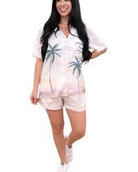 Vintage Havana - Summer Paradise Satin Print Button Up - Lyst