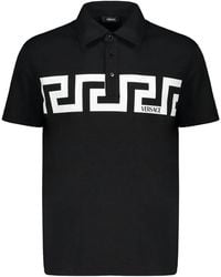 Versace - Short Sleeve Cotton Polo Shirt - Lyst