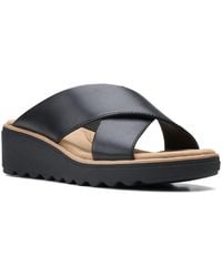 Clarks - Jillian Gem Faux Leather Slip-on Wedge Sandals - Lyst
