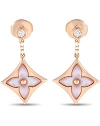 Louis Vuitton - Color Blossom 18k Rose Diamond And Mother Of Pearl Dangle Earrings Lv15-041924 - Lyst