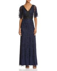 Aidan Mattox - V-Neck Cape Sleeve Embellished Dress - Lyst