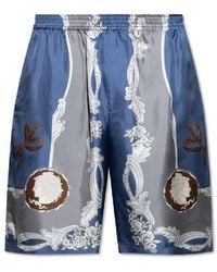 Versace - Cameo Print Elasticated Waistband Silk Shorts - Lyst