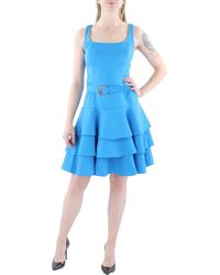 Lauren by Ralph Lauren - Faille Belted Mini Fit & Flare Dress - Lyst