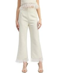 En Saison - Arden Pants Ivory Feather-Trim High Rise Flare Leg Pall53 - Lyst