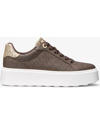 Michael Kors Outlet - Romey Metallic Two-Tone Signature Logo Platform Sneaker - Lyst